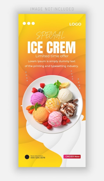 an ice cream advertisement for ice cream with ice cream on top