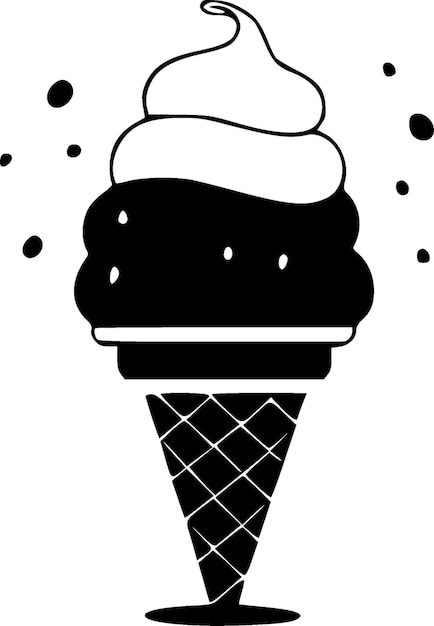 Ice Cream Black and White Vector illustration