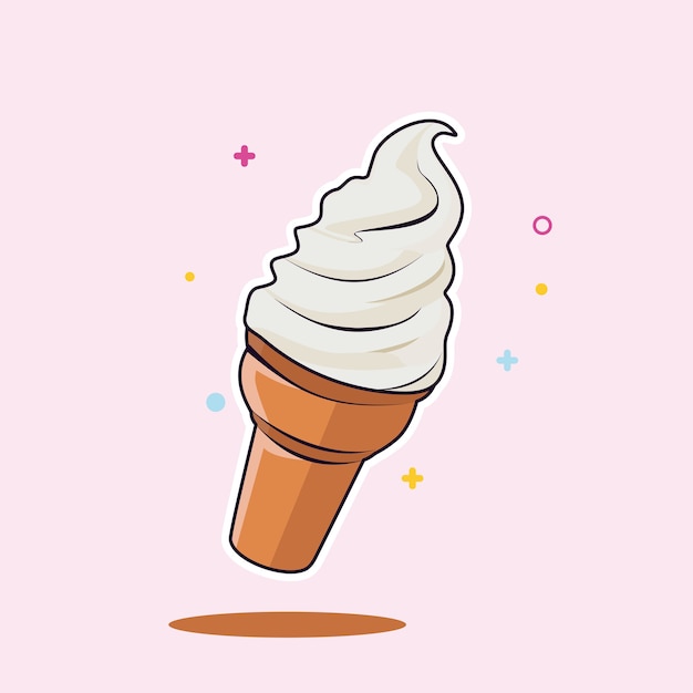 Ice cream in bright cartoon style Flat Design