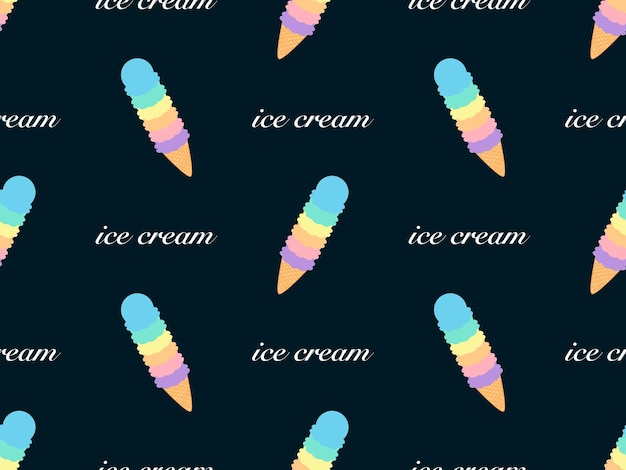 Ice cream cartoon character seamless pattern on blue background Pixel style