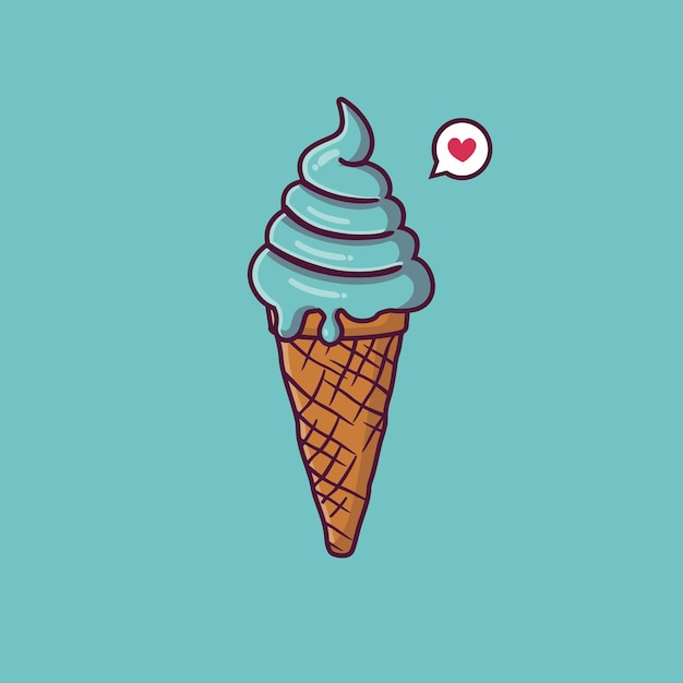 Ice cream cartoon vector icon illustration dessert food icon concept isolated vector