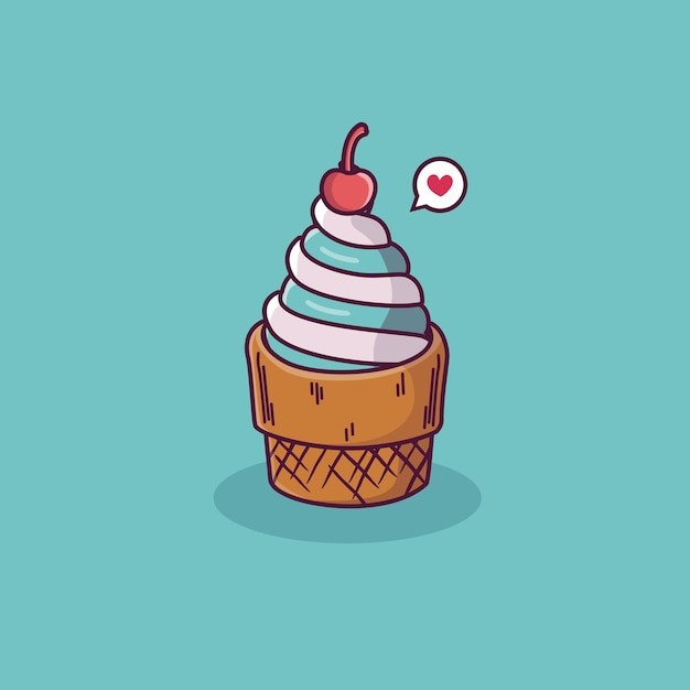 Ice cream cartoon vector icon illustration dessert food icon concept isolated vector