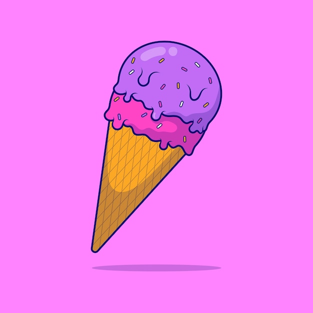 Ice cream cartoon vector icon illustration dessert food icon concept