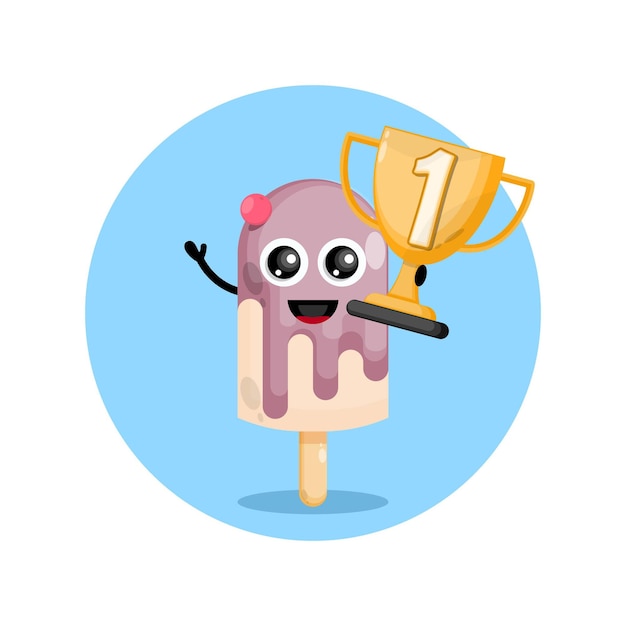 ice cream character with trophy