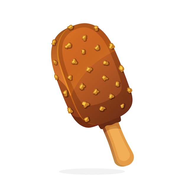 Ice cream chocice with nuts Ice lolly with chocolate glaze Vector illustration