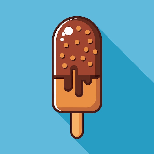 Vector ice cream chocolate peanut popsicle cartoon vector icon illustration food object icon concept isolated premium vector flat cartoon style