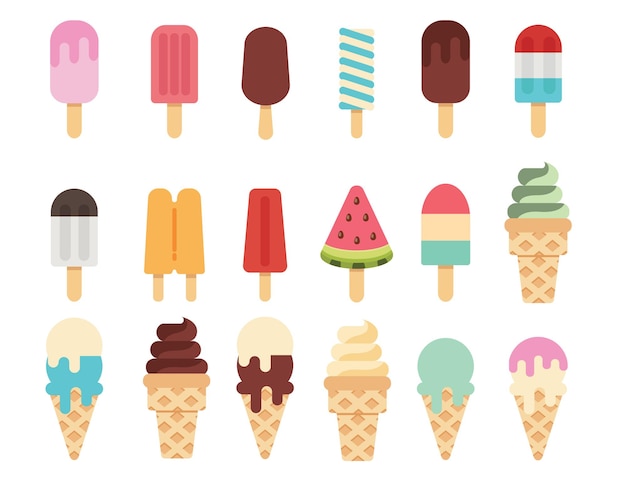 Ice cream collection, vector illustration.