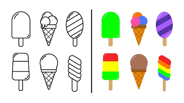 Ice cream coloring book for kids