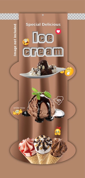 Ice cream concept long banner template