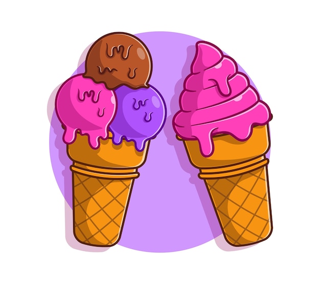 Ice Cream Cone cartoon. Summer sweet food concept flat