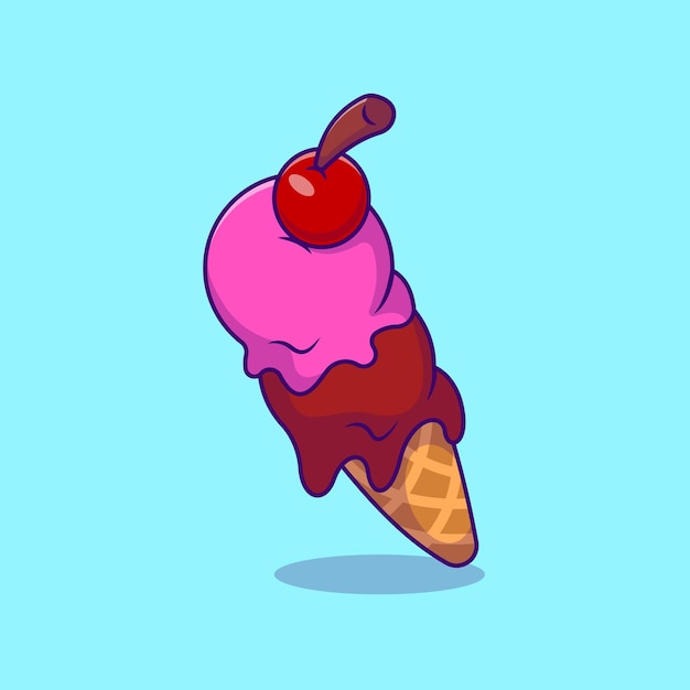 Ice Cream Cone Cartoon Vector Illustration Flat Cartoon Concept