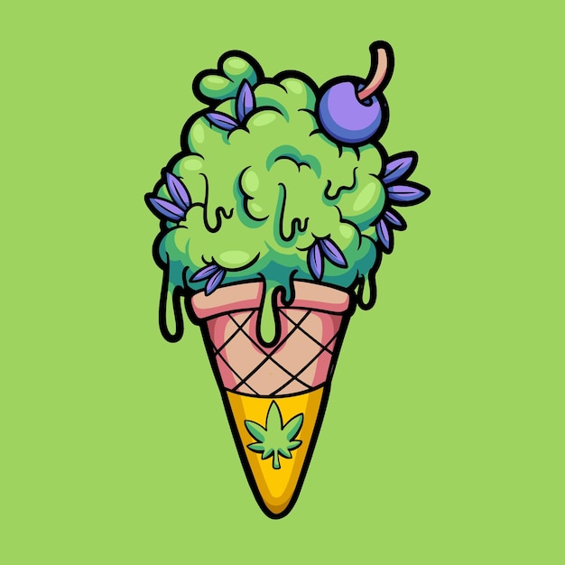 Ice Cream Cone Marijuana Cartoon