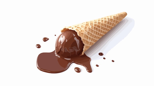 Vector a ice cream cone with chocolate sauce on it