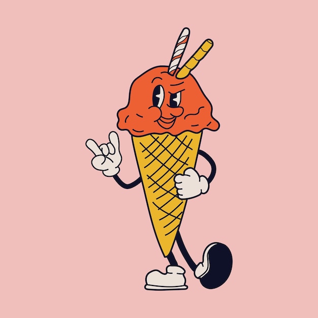 Vector an ice cream cone with a face on it