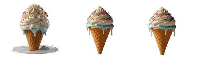 a ice cream cone with ice cream on it