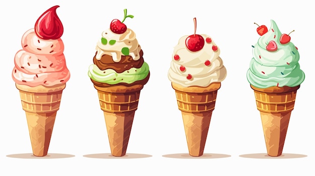 Vector ice cream cones with the words ice cream on them