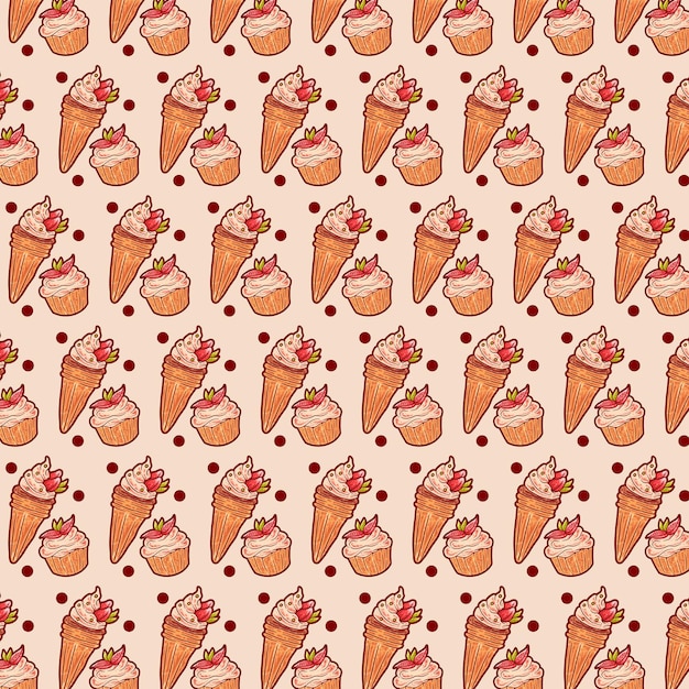 ice cream and cookies pattern design