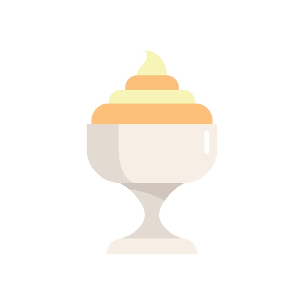 Ice cream cup icon flat vector Chocolate scoop Vanilla ball isolated