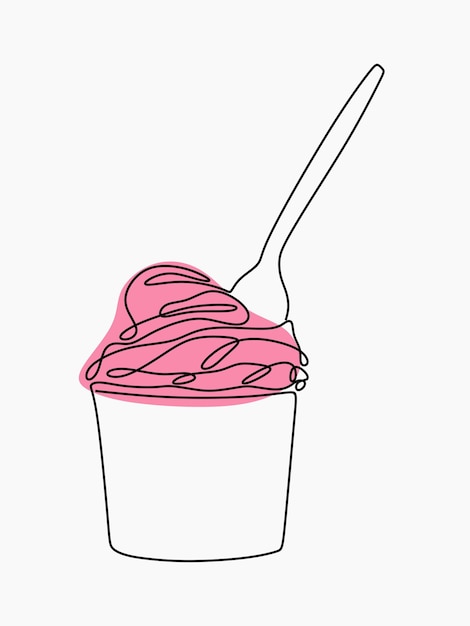 Ice cream cup oneline continuous line art