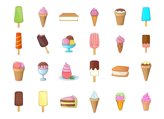 Ice cream element set. Cartoon set of ice cream vector elements