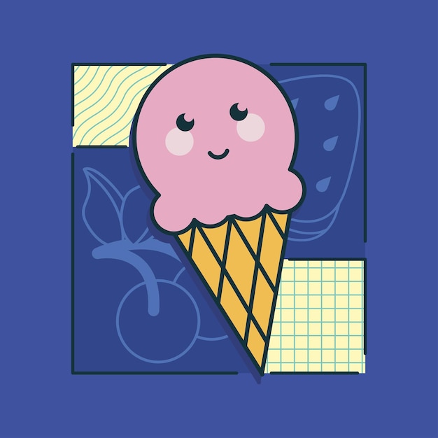 Ice cream emoji retro style