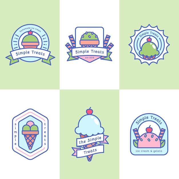 Ice cream flat design label collection