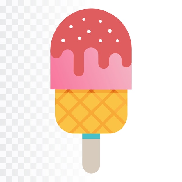 Ice cream flat vector illustration on transparent background