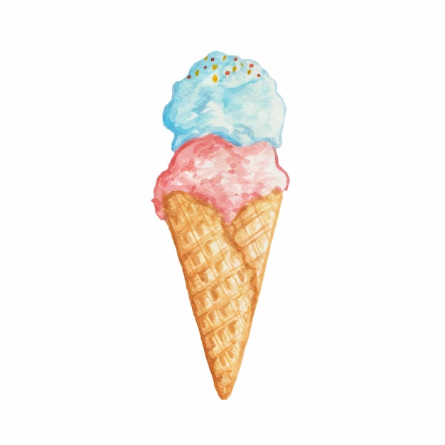 Ice Cream Food Watercolor Illustration