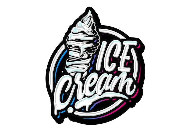 Ice Cream hand lettering typography vector illustration