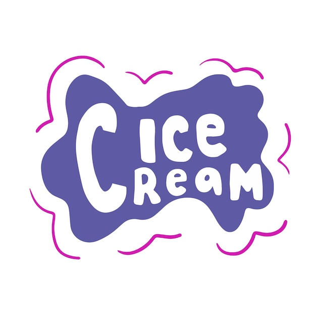 Ice cream handwritten inscription in doodle style