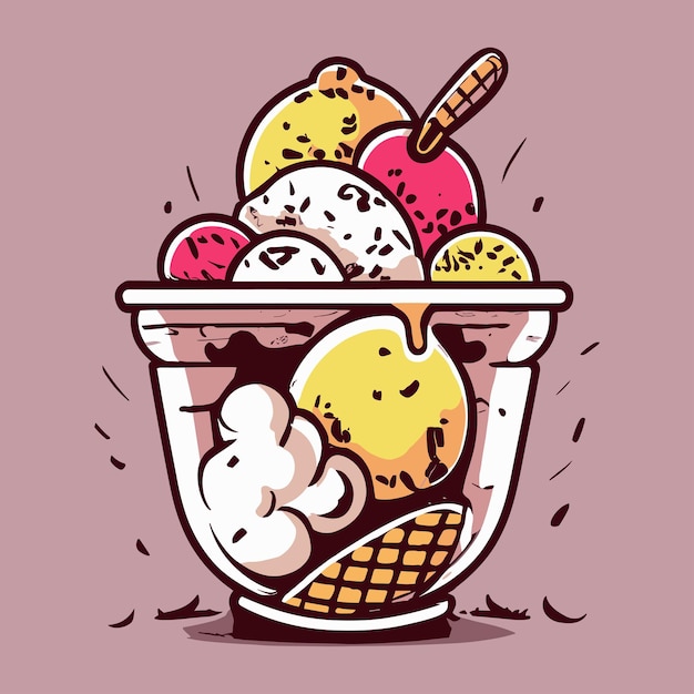 Ice cream illustration cone ice cream