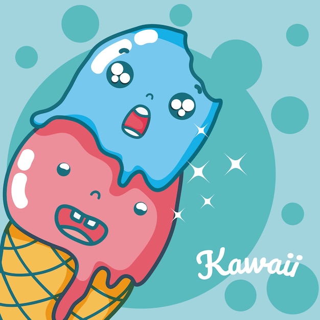 Ice cream kawaii cute cartoon 