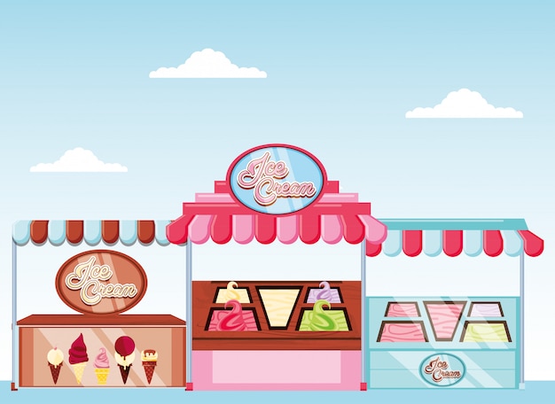 Ice cream kiosk and showcase