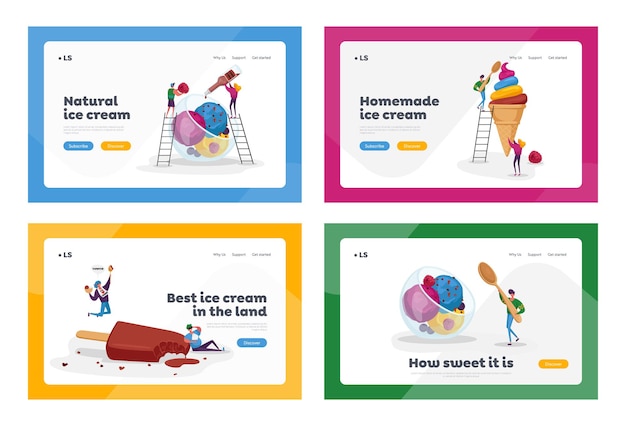 Ice Cream Landing Page Template Set