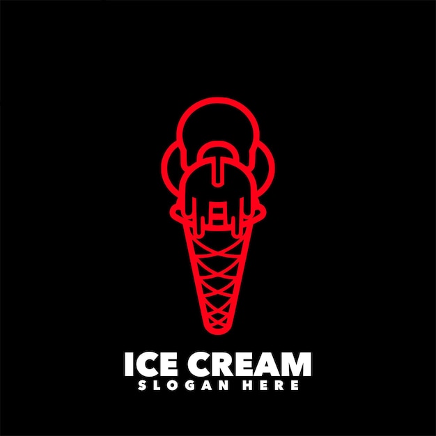 Ice cream line art simple logo