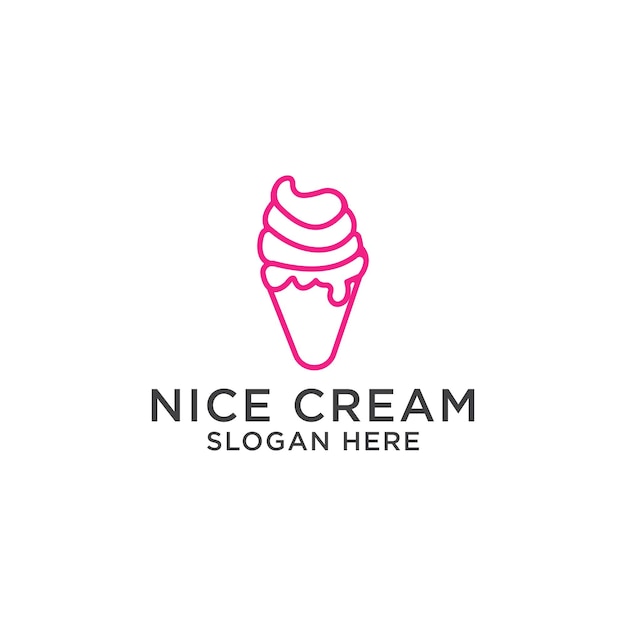 Ice cream line logo icon design template Elegant luxury premium vector