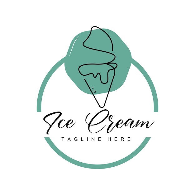 Ice Cream Logo Design Fresh Sweet Soft Cold Food Illustration Children's Favorite Vector Product Brand