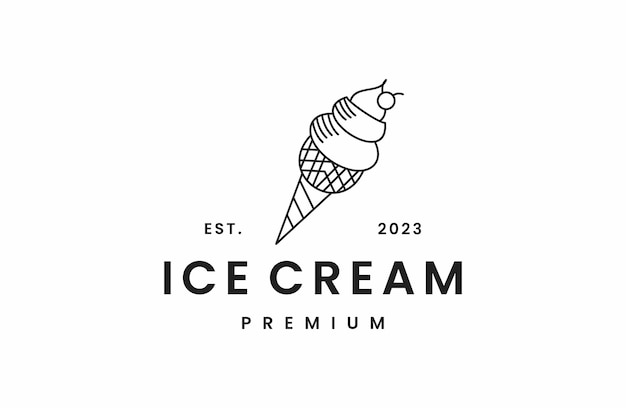 ice cream logo vector icon illustration hipster vintage retro