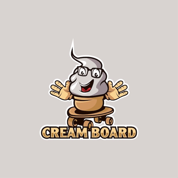 Ice cream logo with skateboard mascot