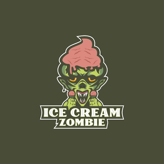 Ice cream logo with zombie mascot