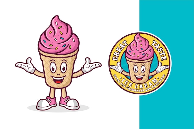 Ice cream mascot premium logo design