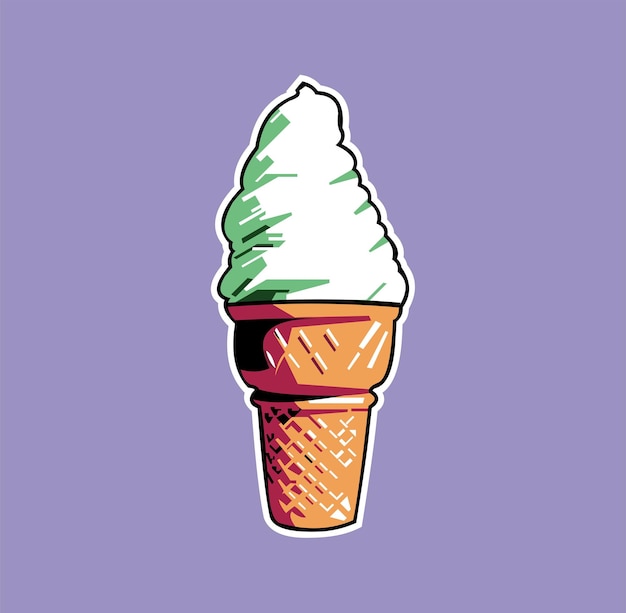 ice cream mascot with purple background