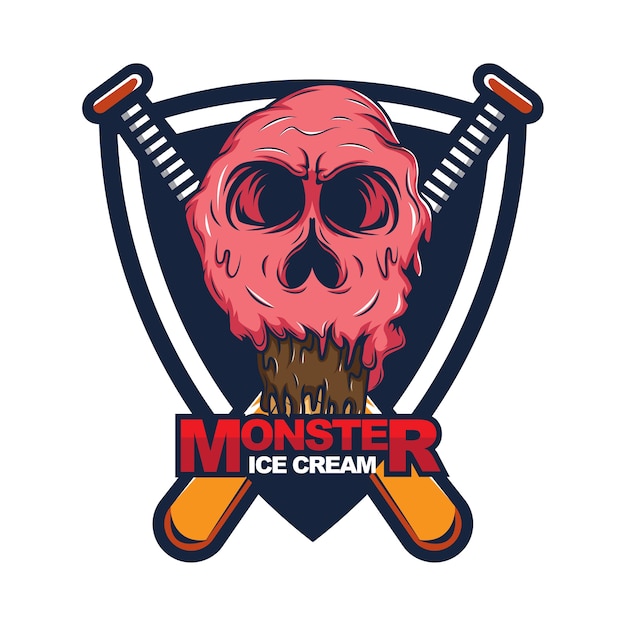 Ice cream monster design badge