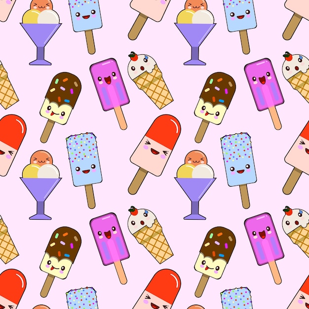 Ice cream and muffins Seamless pattern Vector illustration