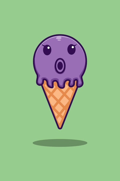 Ice cream and octopus cartoon illustration