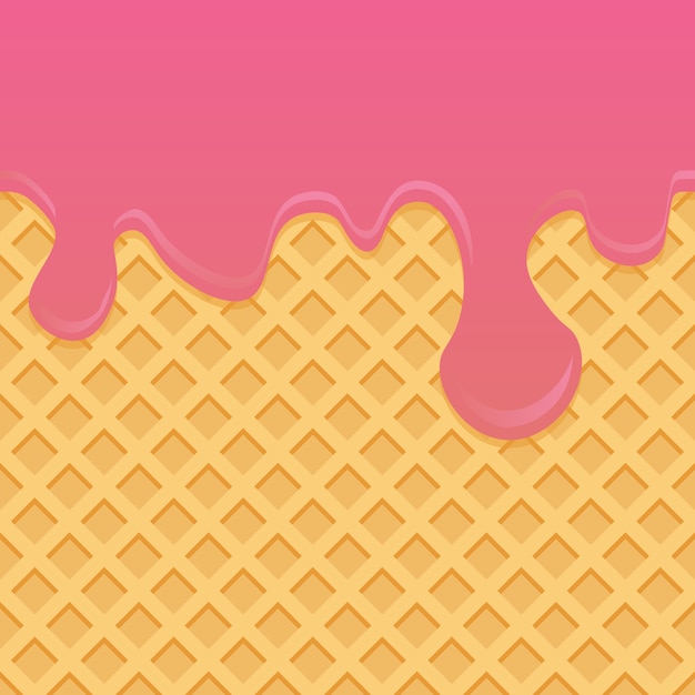 Ice cream pattern cream and wafle texture