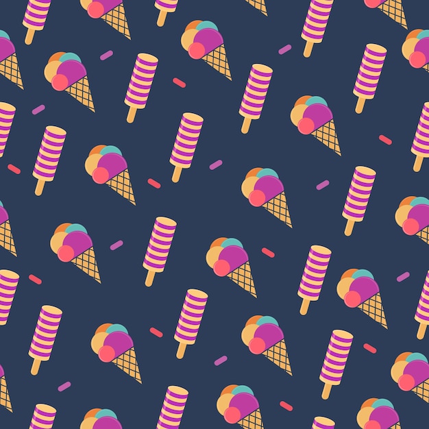 ice cream popsicle summer background seamless pattern