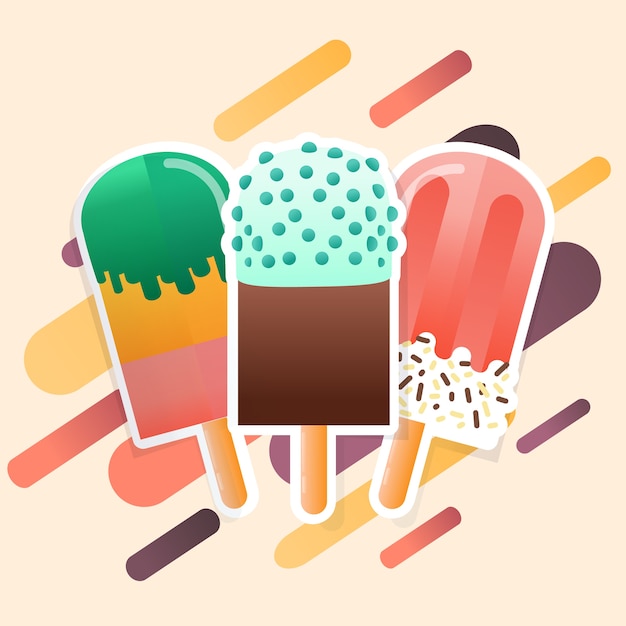 ice cream popsicles collection vector