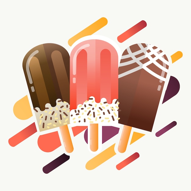 ice cream popsicles collection vector