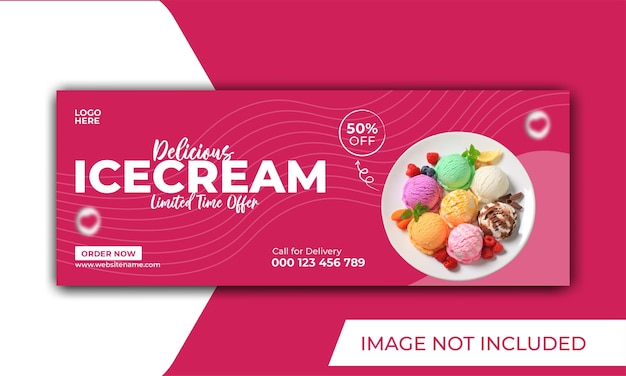 Ice cream promotion and social media facebook cover banner